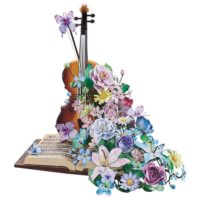 NEW DIY 3D Metal Puzzle Violin Eternal Flower Model Building Kits Assembly Camellia Lily Jigsaw Puzzles for Girls Birthday Gifts
