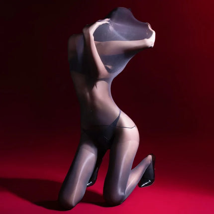 Sexy Unisex Cocoons Full Body Stockings Oil Glossy Shiny Bodysuit High Elastic 5D See Through Tight Leotard Sissy Gays Lingerie