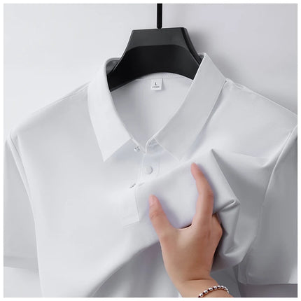Ice Silk Polo Shirt – Quick-Dry, Breathable & Lightweight, Seamless Knit Design, Business Casual Short Sleeve Top Golf