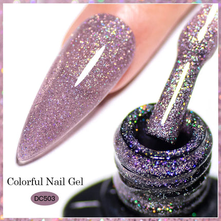 7ml Champagne Gold Sliver Reflective Nail Gel Polish Sparkling Shining Glitter Pink Red Nail Supplies Semi Permanent Gel Varnish