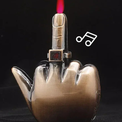 Funny Middle Finger Lighter with Fuk You Voice Windproof Jet Flame Portable Smoking Accessories Refillable Butane Men Gifts