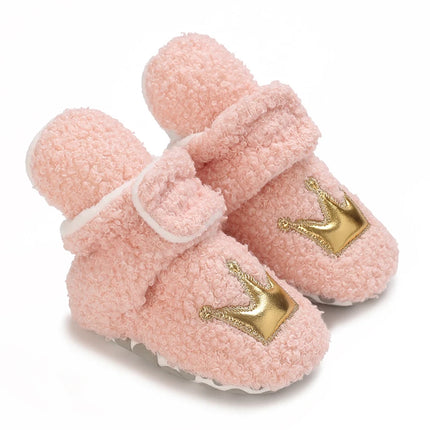 Fashionable Lamb Down Newborn Baby Girl Knitted Baby Soft Sole Shoes Toddler Shoes Warm and Non Slip First Walker