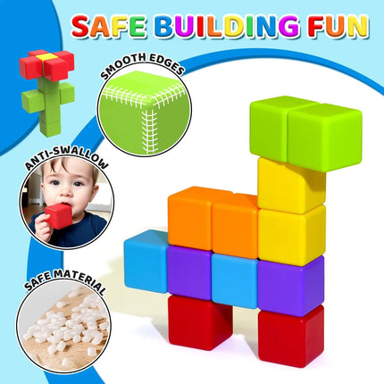 12PCS Magnetic Blocks, Gifts for 3 4 5 6 Year Old, Magnet Building Blocks for Toddlers Girls & Boys, Sensory - Montessori