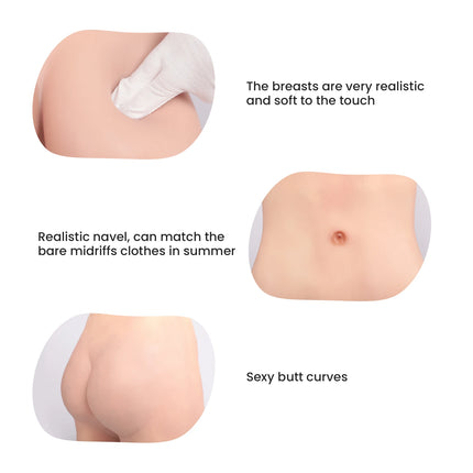 KUMIHO Fake Breast Forms Silicone Bodysuit Realistic Boobs Tits False Vagina Crossdresser Transvestites Costumes Shemale Chest