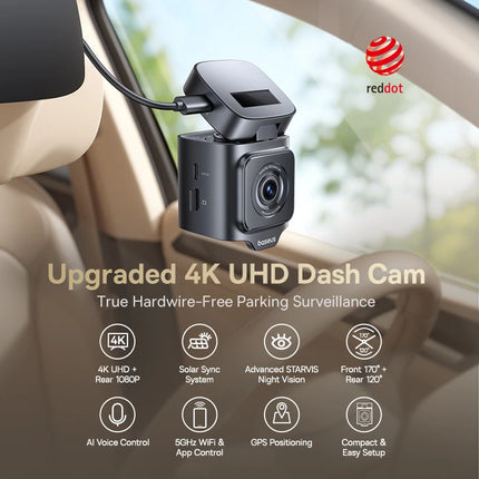 Baseus VD1 Pro 4K+1080P Dash Cam UHD Car Camera for SONY Sensor ADAS 5Ghz WiFi6 GPS STARVIS Night Vision 24H Parking Car DVR