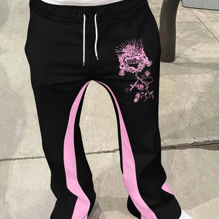 Y2k Flared Pants Men Loose 3D Print Trousers Casual Sweatpants Mid Waist Sporty Female Clothes Streetwear Hip Hop Vintage Pants