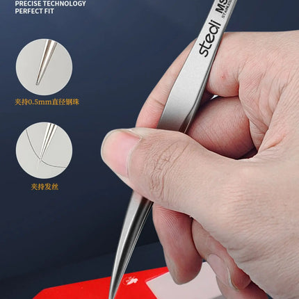 Stedi MS11-17 Precision Tweezers Assembly Model Building Tool Straight Bending Pointed Tweezers for Model Hobby