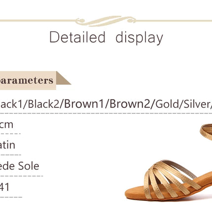 HROYL Girls Latin Dance Shoes Children Ballroom Tango Salsa Party Dancing Shoes Ladies Soft Sole Low Heels 3.5cm Training Shoes