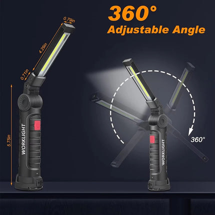 Multifunctional Folding Work Light Portable Rechargeable Flashlight Hook Magnetic Camping Light Outdoor Car Repair Emergency