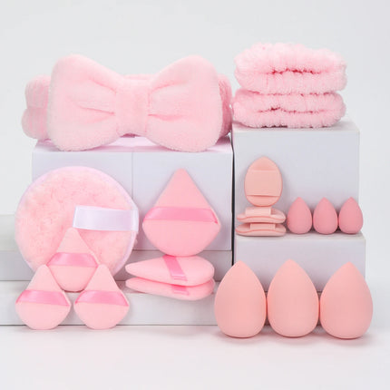 19 件 Cosmetic Puff Makeup Sponge Blender Beauty Egg Foundation Sponges Puff Wash Face Headband Wristband Make up Accessories