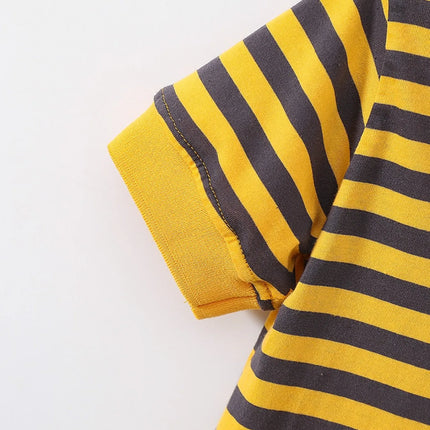 4-Piece Set Boys & Girls Striped Short Sleeve T-Shirt Tops Children's Fashion Stylish Collar Polo Shirt
