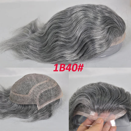 Bleached Knots Men Toupee Lace Front Hair Prosthesis Man Lace PU Base Indian Human Hair Wigs Natural Hair Replacement Hairline