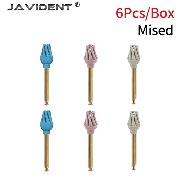 6Pcs/Set Dental Polishing Octopus Wheel Rubber Polishing Low-Speed Contra-Angle Eagle Claw Wheel Spiral Flexible Brush
