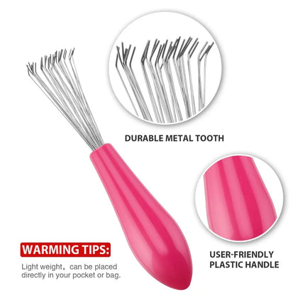 2-in-1 Hair Brush Cleaning Tool Set, Double Headed Comb Cleaner, Portable Dirt Remover for Home Salon (Pink & Black)