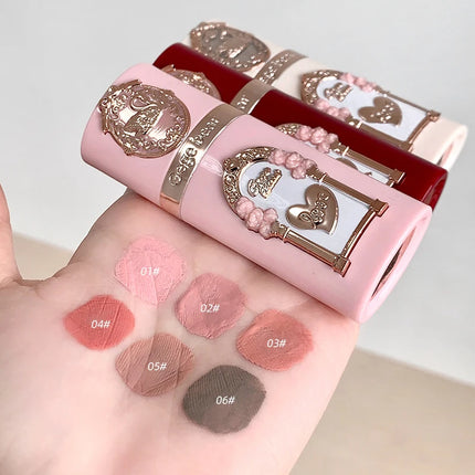 Gege Bear Strawberry Cupid Pink Pop Set Velvet Matte Lip Cream Pressed Powder Liquid Blush Set Long-Lasting Lightweight Makeup