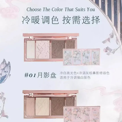 Flower Knows Makeup Butterfly Cloud Collar Collection Embossed Highlight&Contour Luminador Contouring Kit Palette Face Powder I