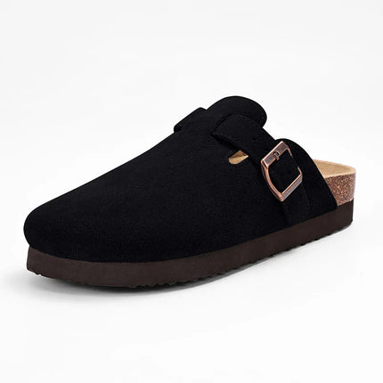 Litfun Suede Cork Clogs For Women Men Genuine Summer Clogs with Arch Support Cork Leather House Mules Shoes Thick Beach Sandals