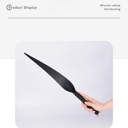 Genuine Leather Spanking Paddle, Willow Leaf Shape Long Crop for Adults 18+