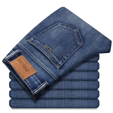 SULEE Brand 2025 New Four Seasons Men's Slim Elastic Pants Fashion Business Denim  for  Stretch Men Jeans Vaqueros Hombre