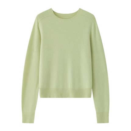 FSLE 100% Wool Seamless One-piece Knit Shirt Sweater For Women Autumn Winter New Design Wool Crew Neck Versatile Casual Sweater