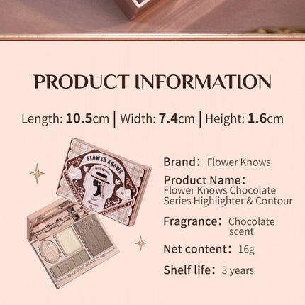 Original Flower Knows Chocolate Wonder-Shop Highlighter Contour Powder Face Palette For Women Bronzer Illuminator Highend Makeup