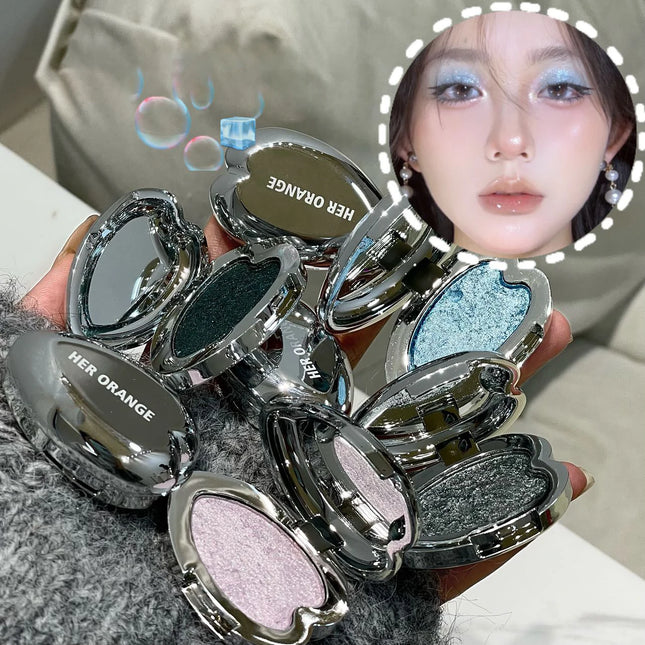 Pearlescent Blue Metallic Eyeshadow Palette Punk Smoky Purple Mashed Potato Waterproof Shimmer Glitter Heart-shaped Eye Shadow