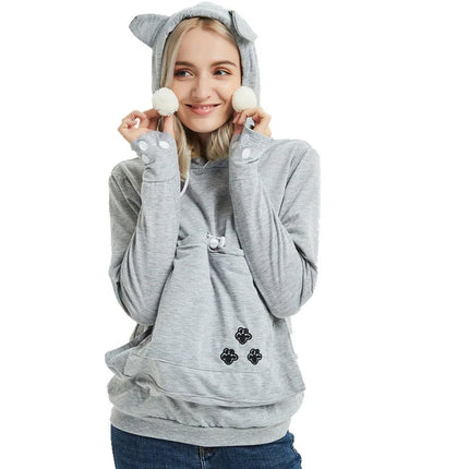 Cat Lovers Hoodies Pouch Dog Pet Hoodies For Casual Kangaroo Pet Paw Pullovers Cuddle Pouch Sweatshirt Pocket Animal Ear Hooded
