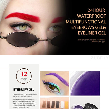 HANDAIYAN 12 Colors Eyebrow Gel Colorful Eyebrow Cream Eyebrow Dye Glue No Fading Waterproof Long Lasting Brow Makeup Cosmetics