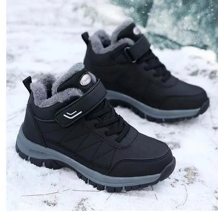 Men's Winter Thick Bottom Snow Boots Warm Fleece Lined Casual Sports Shoes Outdoor Anti-slip Cotton Shoes round Toe Flat Heel
