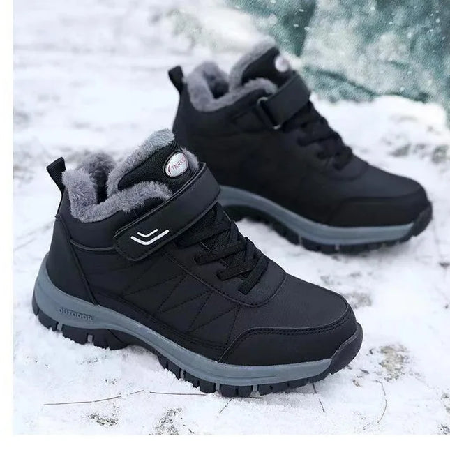 Men's Winter Thick Bottom Snow Boots Warm Fleece Lined Casual Sports Shoes Outdoor Anti-slip Cotton Shoes round Toe Flat Heel