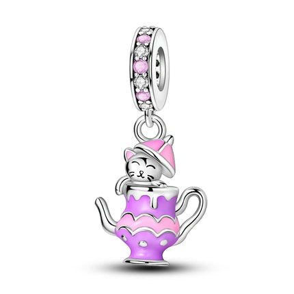 925 Sterling Silver Purple Series Butterfly Aries Gemini Safety Chains Fit Original Bracelet DIY Jewelry Making Gift For Women