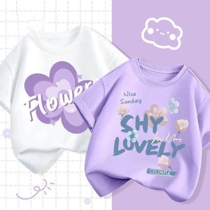 2pcs/pack Sanrio Summer Baby Girls Clothes Children Kuromi Printed Short Sleeve T-shirts Kid Cotton Cartoon Breathable Soft Top