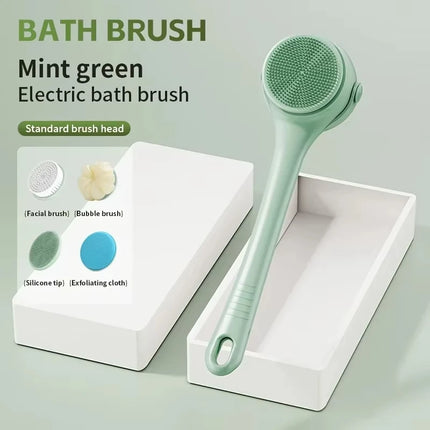 4in1 Electric Silicone Bath Brush，Soft Deep Cleaning Exfoliating Electric Bath Brush for Bathroom Skin Care Daily Use