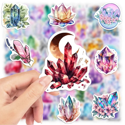 Aesthetic Mystery Crystal Sticker Art DIY Toy Gift Decorative Decal for Scrapbook Junk Journals Laptop Luggage Bottle Waterproof