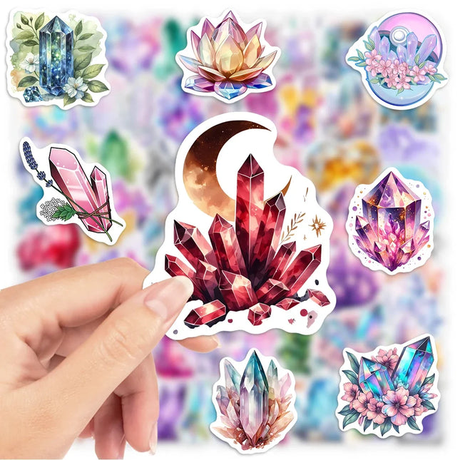 Aesthetic Mystery Crystal Sticker Art DIY Toy Gift Decorative Decal for Scrapbook Junk Journals Laptop Luggage Bottle Waterproof