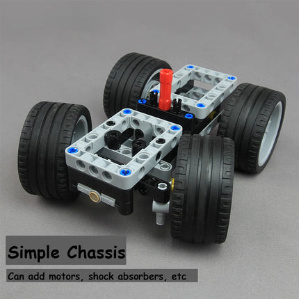 MOC Basic Car Chassis for Sports Car Modification Support Redesign Motors Shock Absorbing Steering Suspension Building Blocks
