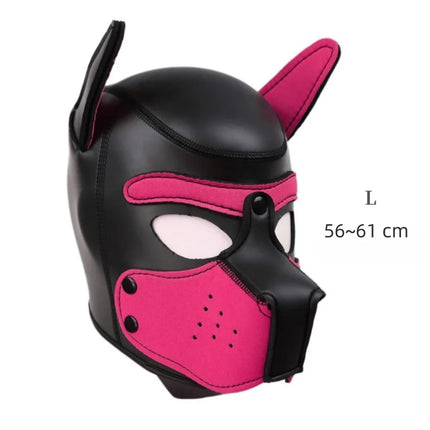 BDSM Leather Bondage Restraints Straps with Luxe Puppy Cosplay Dog Mask Hood for Fetish Slave Binding Erotic Costume