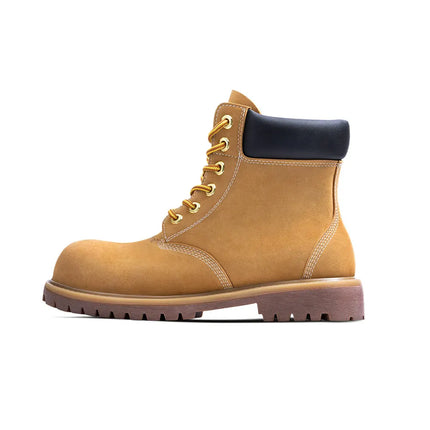 Men's Yellow Hiking Boots - Waterproof Leather High-Top Outdoor Boots / Bottes de randonnée jaunes pour hommes - Imperméables en cuir