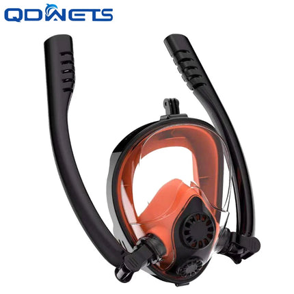 Silicone Snorkeling Mask for Adults, Double Tube Diving Mask, Full Dry Diving Goggles, Self Contained Underwater Breathing Mask