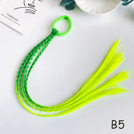 Girls Synthetic Colorful Braids Hair Extensions With Rubber Bands Rainbow Braided Hairpieces Ponytail Hair Accessories For Girls