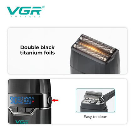 VGR Face Shaver 9000 RPM Foil Shaver LED Electric Shaver Professional Beard Trimmer Reciprocating Shaving Machine for Men V-377