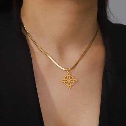 Lucktune Witch Knot Pendant Necklace Stainless Steel Snake Chain Necklace For Women Vintage Lucky Wicca Jewelry Party Gifts Sale