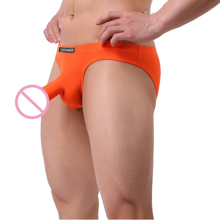 Men Sexy Underwear Man Long Penis Sheath Elephant Nose Briefs Ball Cock Pouch Underpants Ice Silk Panties Hombre Cueca