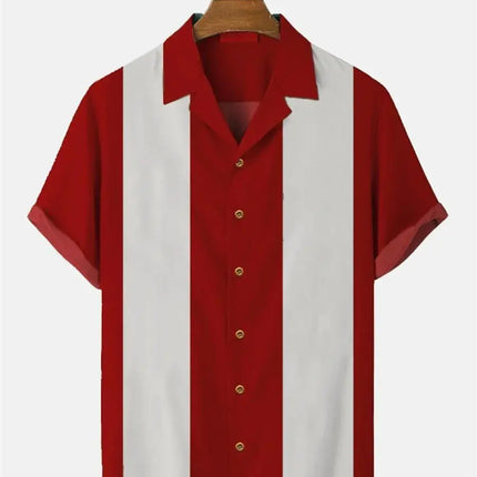 Stripes Simple Casual Dress Shirts European Size Men's Hawaiian Fashion Short Sleeve Loose Breathable Top Button Summer