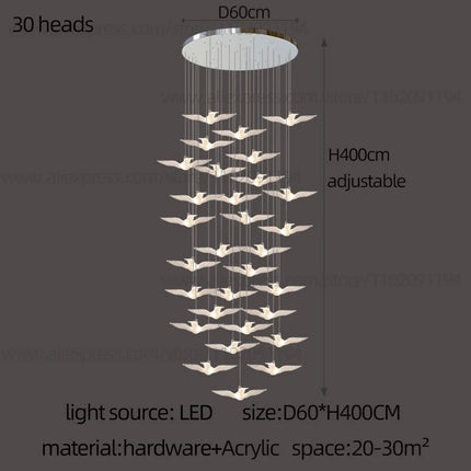 Led Bird Pendant Lamp Home Decoration Lighting Hanging Lamp Design Loft Living Room Showroom Apartment Ceiling Villa Chandelier