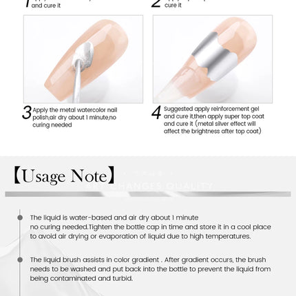 BORN PRETTY 7ml Silver Metal Effect Watercolor Nail Polish Clear Blossoming Effect Natural Air Dry Manicure Nail Art Varnish