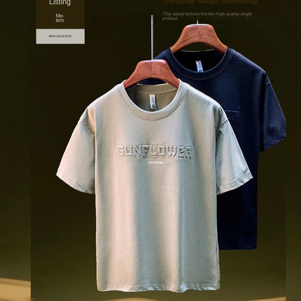 Men's short-sleeved T-shirt, new for summer 2025, American fashion brand T-shirt, loose fit, five-quarter sleeve top