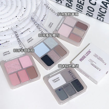 5-Color Punk Smokey Eyeshadow Palette Silvery Black Matte Shimmer Nude Pink Eye Shadow Lasting Halloween Eye Makeup Cosmetics