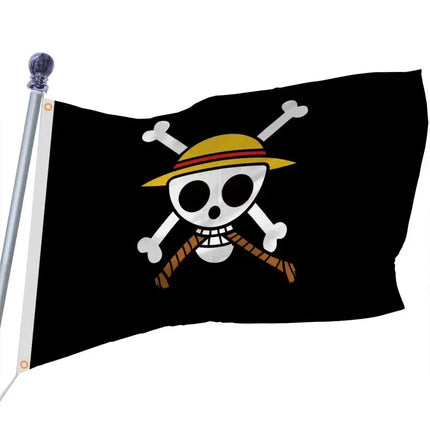One Piece 90*150CM Polyester Pirate Monkey D.Luffy Skull Flag One Piece straw hat pirates Trumpet banner flag