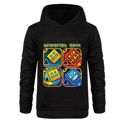Geometry Dash Clothes Kids Spring Autumn Hoodies Baby Boys Hooded Sweatshirts Toddler Girls Casual Outerwear Children Coats